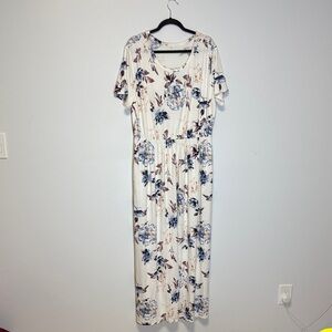 Floral Maxi Dress in Blue and Brown